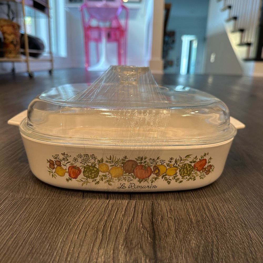 RARE Le Romarin Floral Casserole Dish with Lid